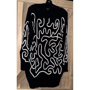 Venue Womens‎ XL Extra Large Black Mini Sweater Dress Or Sweater Abstract